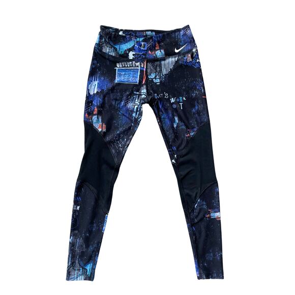 Nike Victory Power Crop Leggings Pants M | Graffiti Print, Dri-FIT, Mesh Panels - Picture 1 of 5
